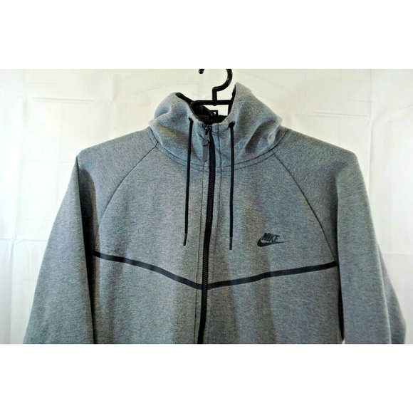 Nike Mens 2XLTT Sportswear Windrunner Hoodie Jacket Full Zip Grey Black Sz 2XLTT - Picture 2 of 6